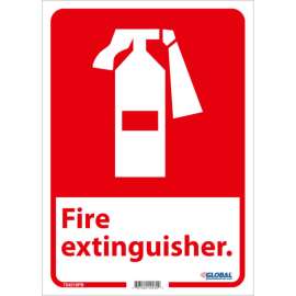 Global Industrial Fire Extinguisher Sign, 14x10, Pressure Sensitive Vinyl