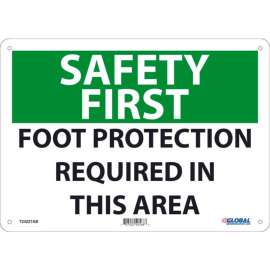 Global Industrial Safety First Foot Protection Required In This Area, 10x14, Aluminum