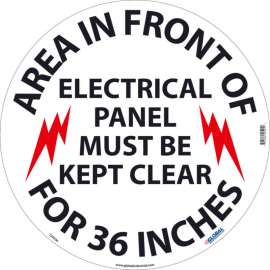 Global Industrial Floor Sign, Walk On, Area In Front Of Electrical Panel, 17 Dia,