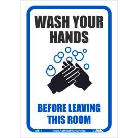 Wash Your Hands Before Leaving This Room Sticker, 7" X 10", Vinyl Adhesive