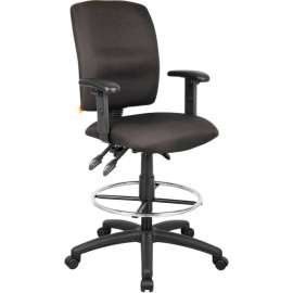 Boss Multifunction Drafting Stool with Adjustable Arms - Fabric - Black