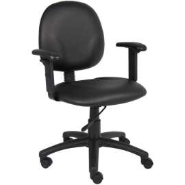 Boss Office Task Chair with Arms - Vinyl- Mid Back - Black