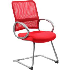 Boss Mesh Back Guest Chair with Arms - Fabric - Mid Back - Red