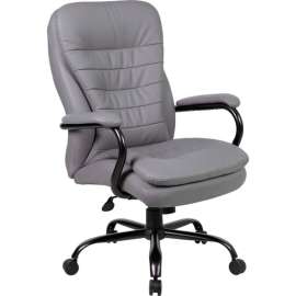 Boss Big and Tall Office Chair with Arms and Pillow Top - Vinyl - High Back - Gray