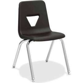 Lorell 18" Stacking Student Chair - Black - 4/Pack