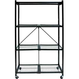 Origami R5-01W General Purpose Collapsible Shelf With Wheels, 4 Tier Steel