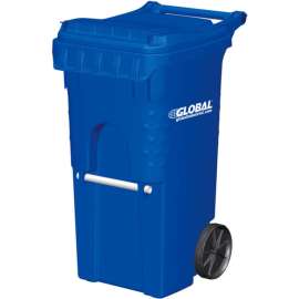 Global Industrial Mobile Trash Container, 35 Gallon Blue