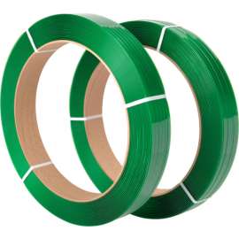 Global Industrial Polyester Strapping, 1/2"W x 2900'L x 0.025" Thick, 16" x 3" Core, Green