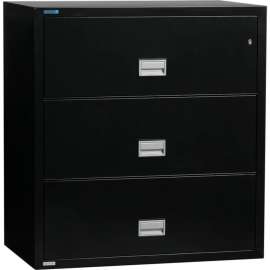 Phoenix Safe Lateral 38" 3-Drawer Fire and Water Resistant File Cabinet, Black - LAT3W38B