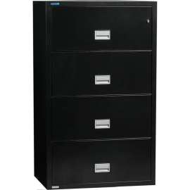 Phoenix Safe Lateral 31" 4-Drawer Fire and Water Resistant File Cabinet, Black - LAT4W31B