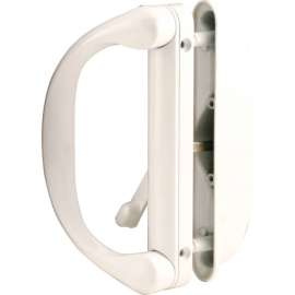 Prime-Line Sliding Door Handle Set, With Latch, White, C 1275