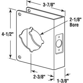 Lock/Door Guard, Recessed, 3-7/8"Lx4-1/2"H, 1-3/4" Thick Door, 2-3/8" Backset, Stainless Steel