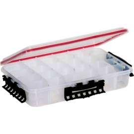 Plano 374310 Waterproof StowAway Utility Box 4-15 Adj Compartments 14"L x 8-7/8"W x 3"H, Clear