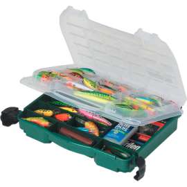 Plano 395010 Double Cover LockJaw Compartment Box, 14-1/2"L x 11-3/4"W x 3-3/8"H, Green/Clear