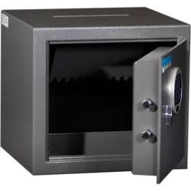 Protex Burglary Safe with a Drop Slot & Electronic Lock HD-34C 14-1/8" x 12-3/4" x 13" Gray