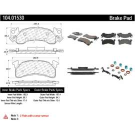 Centric 104.01530 - Posi Quiet Semi-Metallic Brake Pads with Hardware