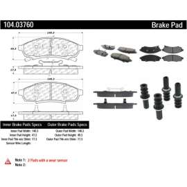 Centric 104.03760 - Posi Quiet Semi-Metallic Brake Pads with Hardware