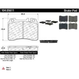 Centric 104.05611 - Posi Quiet Semi-Metallic Brake Pads with Hardware