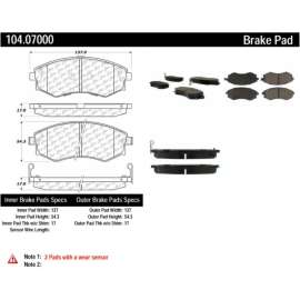 Centric 104.07000 - Posi Quiet Semi-Metallic Brake Pads with Hardware