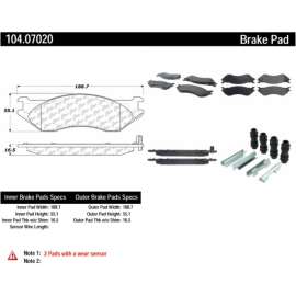Centric 104.07020 - Posi Quiet Semi-Metallic Brake Pads with Hardware