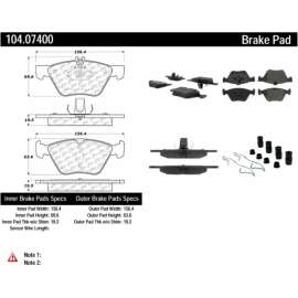 Centric 104.07400 - Posi Quiet Semi-Metallic Brake Pads with Hardware