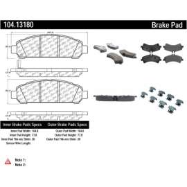 Centric 104.13180 - Posi Quiet Semi-Metallic Brake Pads with Hardware