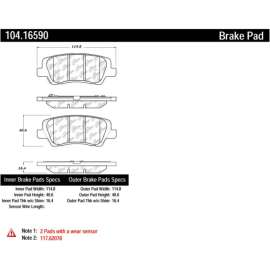 Centric 104.16590 - Posi Quiet Semi-Metallic Brake Pads with Hardware