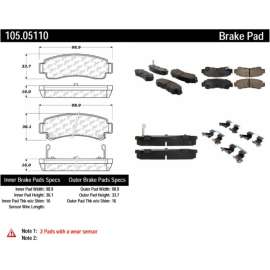Centric 105.05110 - Posi Quiet Ceramic Brake Pads with Shims & Hardware