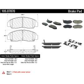 Centric 105.07870 - Posi Quiet Ceramic Brake Pads with Shims & Hardware