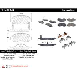 Centric 105.08320 - Posi Quiet Ceramic Brake Pads with Shims & Hardware