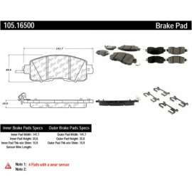 Centric 105.16500 - Posi Quiet Ceramic Brake Pads with Shims & Hardware