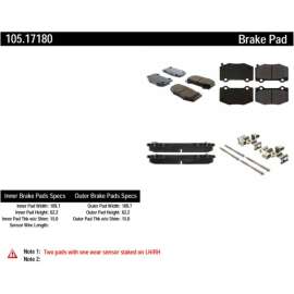 Centric 105.17180 - Posi Quiet Ceramic Brake Pads with Shims & Hardware