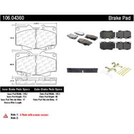 Centric 106.04360 - Posi Quiet Extended Wear Brake Pads with Shims & Hardware