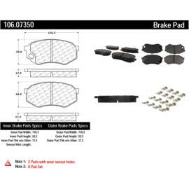 Centric 106.07350 - Posi Quiet Extended Wear Brake Pads with Shims & Hardware