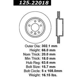 Centric Premium High Carbon Alloy Brake Rotor, Centric Parts 125.22018