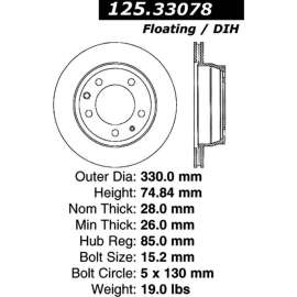 Centric Premium High Carbon Alloy Brake Rotor, Centric Parts 125.33078