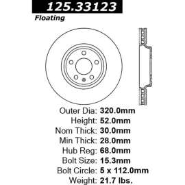 Centric Premium High Carbon Alloy Brake Rotor, Centric Parts 125.33123