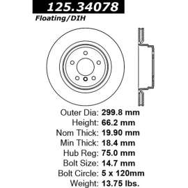 Centric Premium High Carbon Alloy Brake Rotor, Centric Parts 125.34078