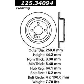 Centric Premium High Carbon Alloy Brake Rotor, Centric Parts 125.34094