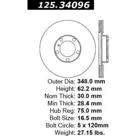 Centric Premium High Carbon Alloy Brake Rotor, Centric Parts 125.34096