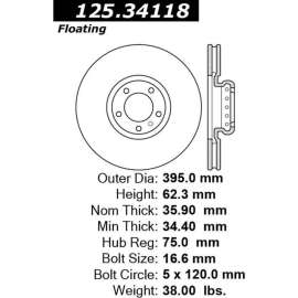 Centric Premium High Carbon Alloy Brake Rotor, Centric Parts 125.34118