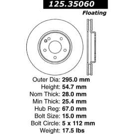 Centric Premium High Carbon Alloy Brake Rotor, Centric Parts 125.35060