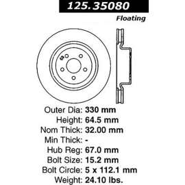 Centric Premium High Carbon Alloy Brake Rotor, Centric Parts 125.35080