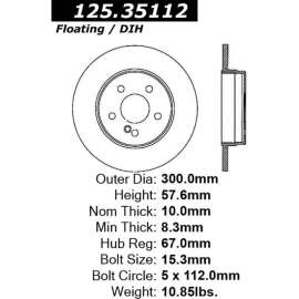 Centric Premium High Carbon Alloy Brake Rotor, Centric Parts 125.35112