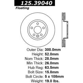 Centric Premium High Carbon Alloy Brake Rotor, Centric Parts 125.39040