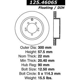Centric Premium High Carbon Alloy Brake Rotor, Centric Parts 125.46065