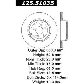 Centric Premium High Carbon Alloy Brake Rotor, Centric Parts 125.51035