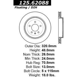 Centric Premium High Carbon Alloy Brake Rotor, Centric Parts 125.62088