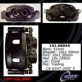 Centric 141.66044 - Semi-Loaded Brake Caliper with New Phenolic Pistons