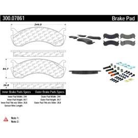 Centric Premium Semi-Metallic Brake Pads with Shims and Hardware, Centric Parts 300.07861